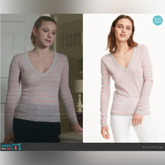 Club Monaco Kenzee striped sweater pink/cream cashmere sz XS - Picture 6 of 6